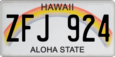HI license plate ZFJ924