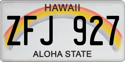 HI license plate ZFJ927
