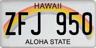 HI license plate ZFJ950