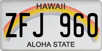 HI license plate ZFJ960