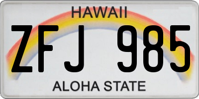 HI license plate ZFJ985