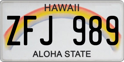 HI license plate ZFJ989