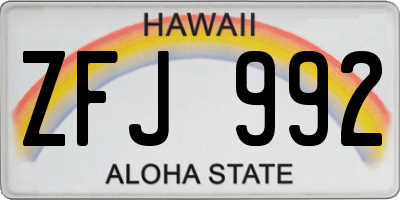 HI license plate ZFJ992