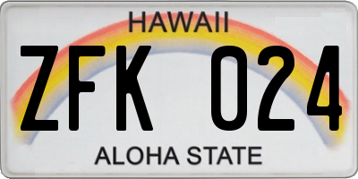 HI license plate ZFK024