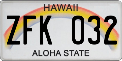 HI license plate ZFK032