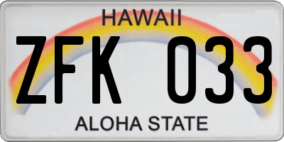 HI license plate ZFK033