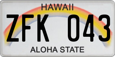 HI license plate ZFK043