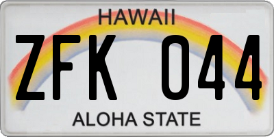 HI license plate ZFK044