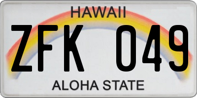 HI license plate ZFK049