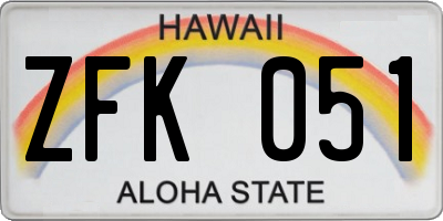 HI license plate ZFK051