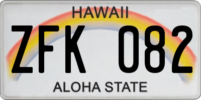 HI license plate ZFK082