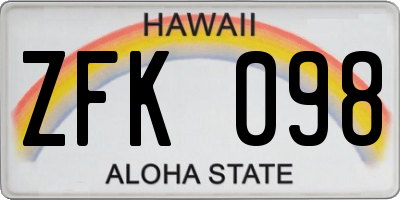 HI license plate ZFK098