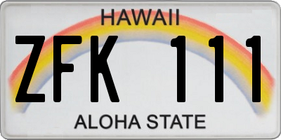 HI license plate ZFK111