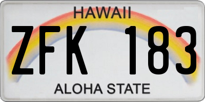 HI license plate ZFK183
