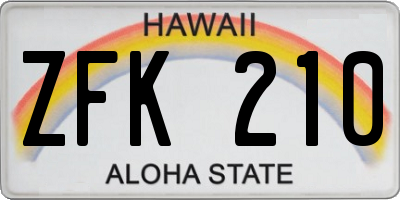 HI license plate ZFK210