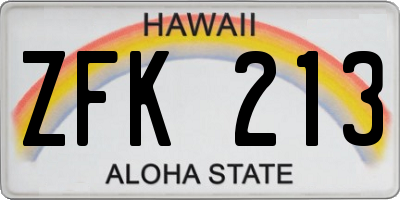 HI license plate ZFK213