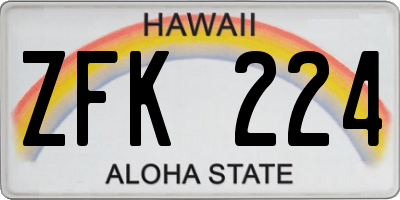 HI license plate ZFK224