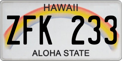 HI license plate ZFK233