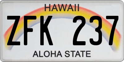 HI license plate ZFK237