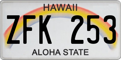 HI license plate ZFK253