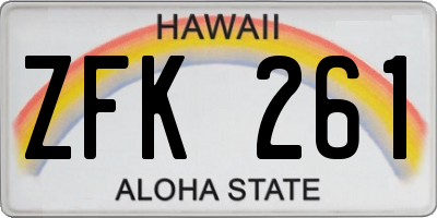 HI license plate ZFK261