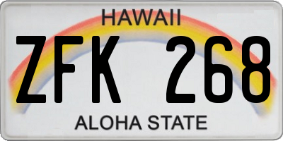 HI license plate ZFK268
