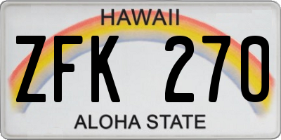 HI license plate ZFK270