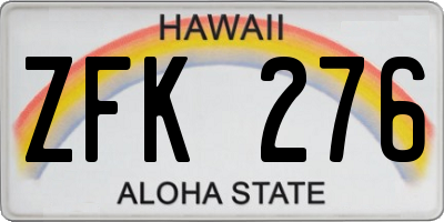 HI license plate ZFK276
