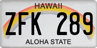 HI license plate ZFK289