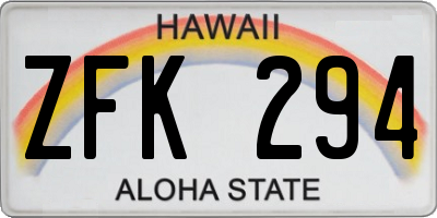 HI license plate ZFK294