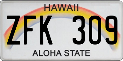 HI license plate ZFK309