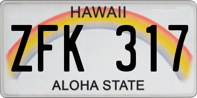 HI license plate ZFK317