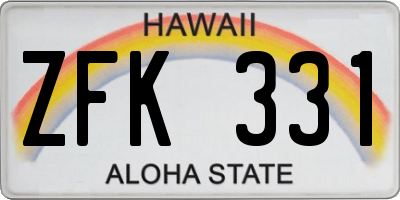 HI license plate ZFK331