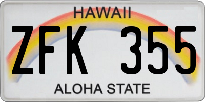 HI license plate ZFK355