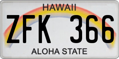 HI license plate ZFK366