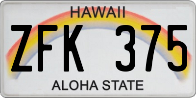 HI license plate ZFK375