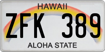 HI license plate ZFK389