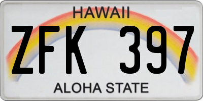 HI license plate ZFK397