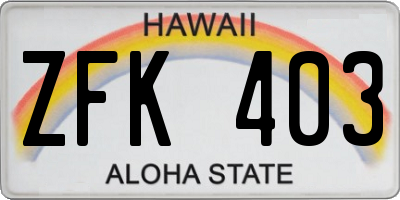 HI license plate ZFK403