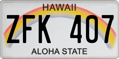 HI license plate ZFK407