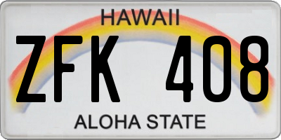 HI license plate ZFK408