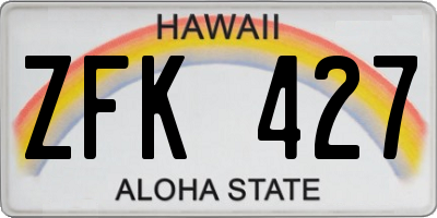 HI license plate ZFK427