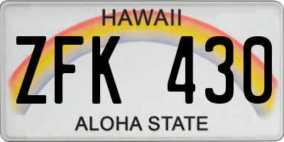 HI license plate ZFK430