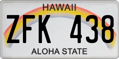 HI license plate ZFK438