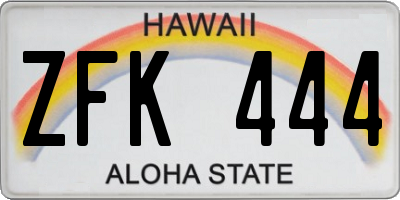 HI license plate ZFK444
