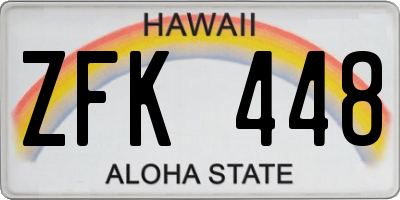 HI license plate ZFK448