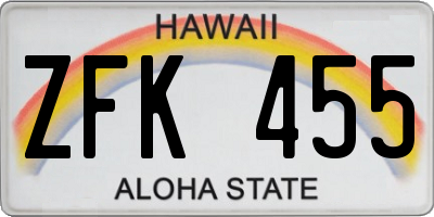 HI license plate ZFK455