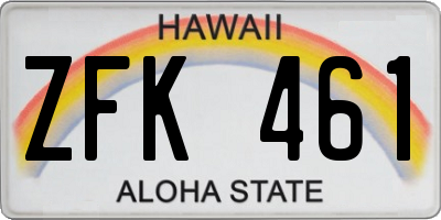 HI license plate ZFK461