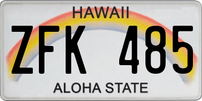 HI license plate ZFK485