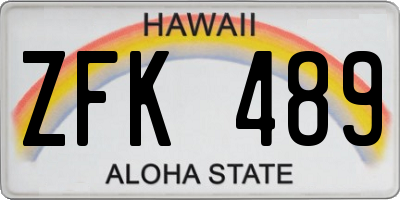HI license plate ZFK489